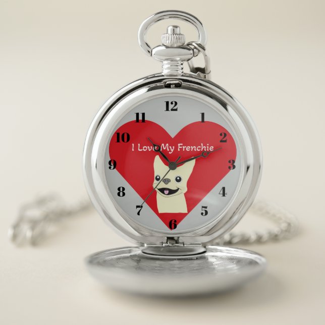 I love my Frenchie,  Pocket Watch (Inside)