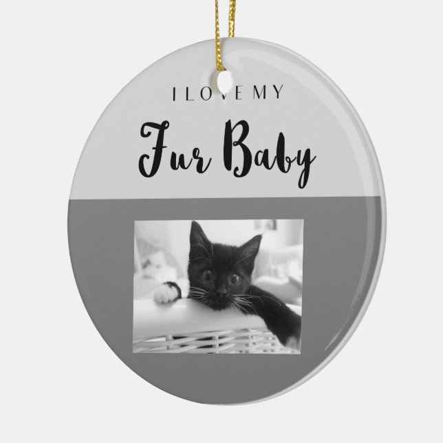 I Love My Fur Baby Custom Ornament (Left)