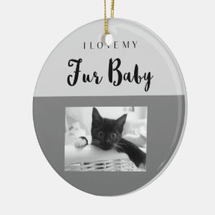 I Love My Fur Baby Custom with 2 Photo Slots Ceramic Ornament