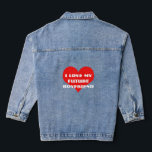 I Love My Future Boyfriend Modern Red Heart Gift Denim Jacket<br><div class="desc">Designed with cute red heart pattern and custom text "i love my future boyfriend" which you may customize as you wish! Simple and cute design perfect for girfriends to be!</div>