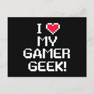 I Love My Gamer Geek Postcard
