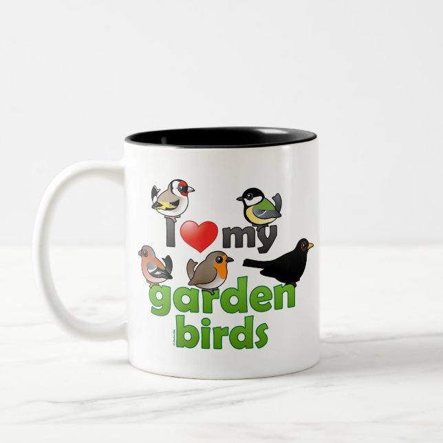 I Love My Garden Birds Two-Tone Coffee Mug (Left)