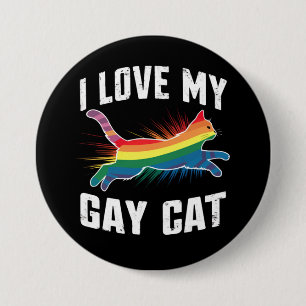I Love My Gay Cat Funny Rainbow Pride Lgbt Button