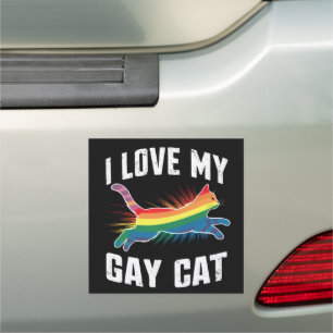 I Love My Gay Cat Funny Rainbow Pride Lgbt Car Magnet