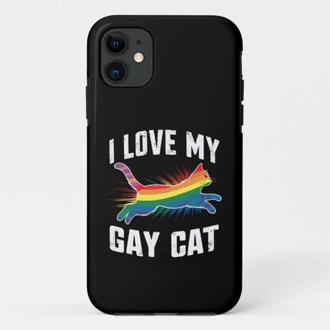 I Love My Gay Cat Funny Rainbow Pride Lgbt Case-Mate iPhone Case (Back)