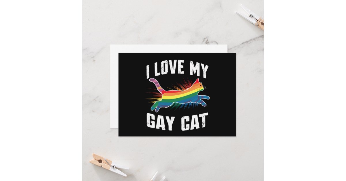 I Love My Gay Cat Funny Rainbow Pride Lgbt Invitation | Zazzle