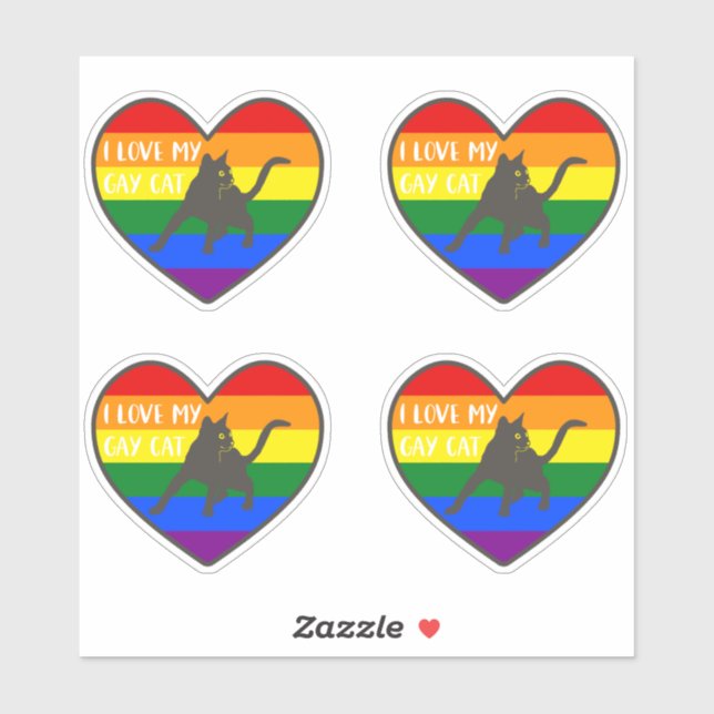 I Love My Gay Cat Sticker (Sheet)