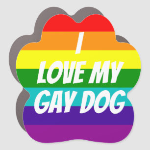 I LOVE MY GAY DOG RAINBOW CAR MAGNET