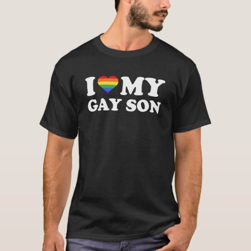 I Love My Gay Son Pride Month LGBT Proud Ally Hear T_Shirt