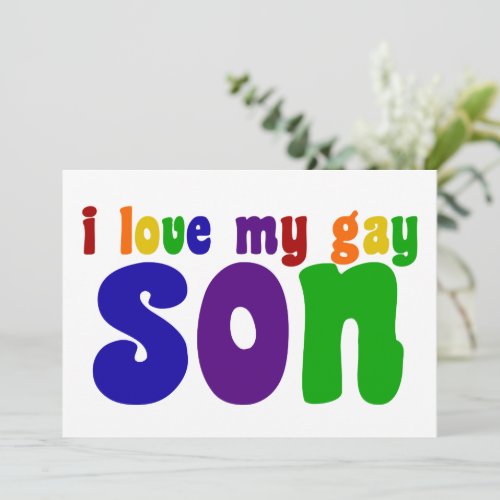 I Love My Gay Son Proud Mom Rainbow Card