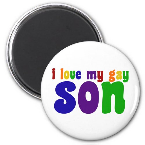 I Love My Gay Son Retro Rainbow Mom Magnet
