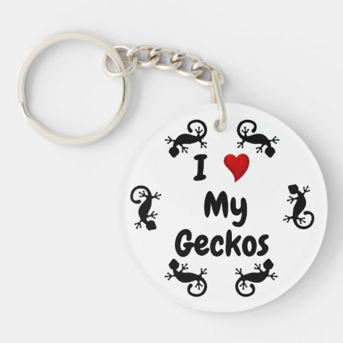 I Love my Geckos _ Black Gecko Lizard Keychain