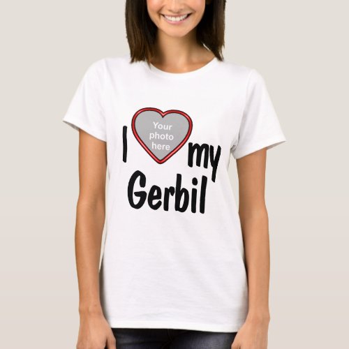 I Love My Gerbil _ Cute Red Heart Photo Frame T_Shirt