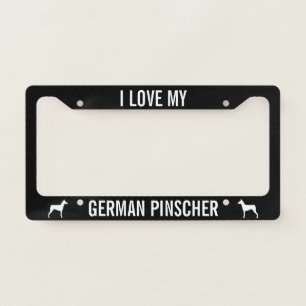 I love my German Pinscher   Dog Silhouettes Custom License Plate Frame