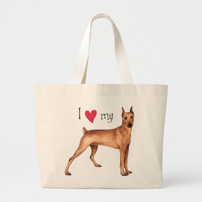 I Love my German Pinscher Large Tote Bag (Front)