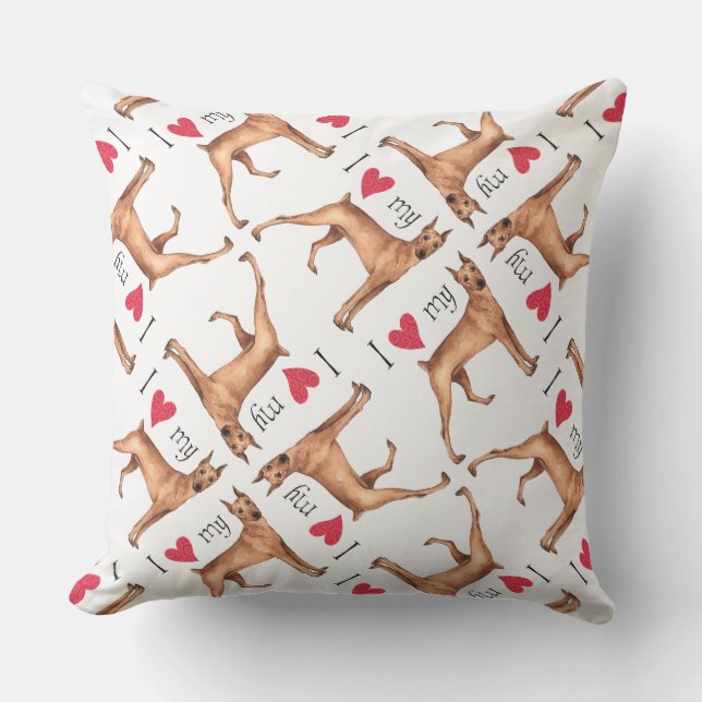 I Love my German Pinscher Throw Pillow (Front)