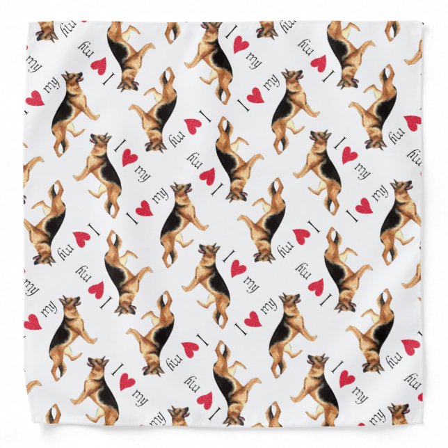 I Love my German Shepherd Bandana (Front)