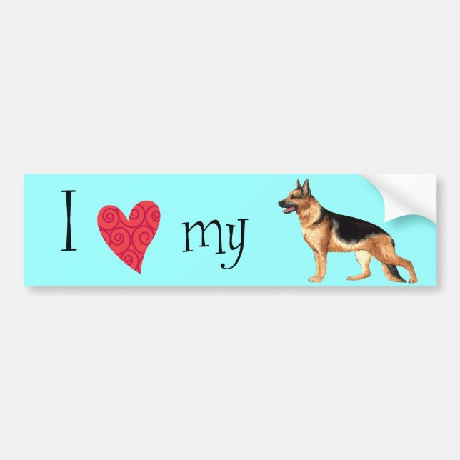 I Love my German Shepherd Bumper Sticker (Front)