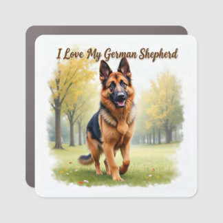 I Love My German Shepherd Car Magnet
