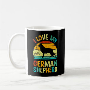 I Love My German Shepherd Dog Blue Brown Sunset Coffee Mug