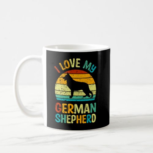 I Love My German Shepherd Dog Blue Brown Sunset Coffee Mug