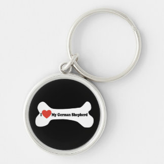 I Love My German shepherd - Dog Bone Keychain