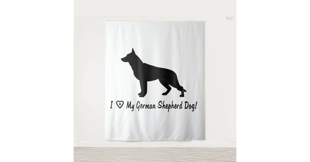 I Love My German Shepherd Dog With Paw Print Tapestry Zazzle Com
