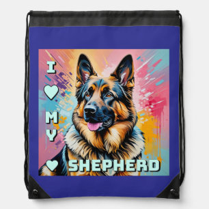 I love my German Shepherd Drawstring Bag