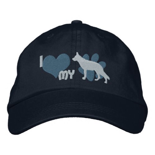 I Love my German Shepherd Embroidered Hat Blue