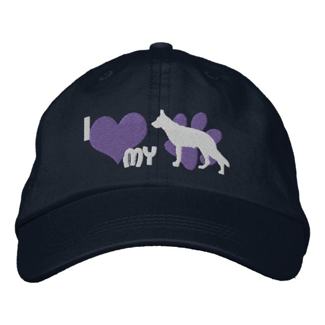 I Love my German Shepherd Embroidered Hat (Blue) (Front)