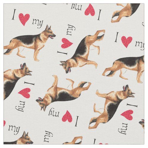 I Love my German Shepherd Fabric