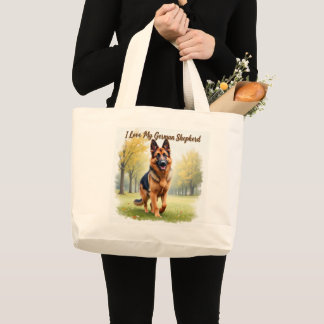 I Love My German Shepherd Jumbo Tote Bag