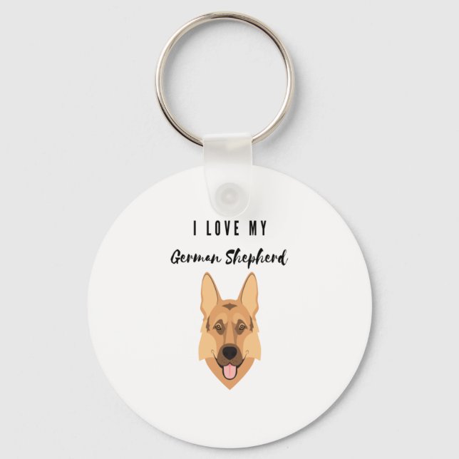 I Love My German Shepherd  Keychain (Front)
