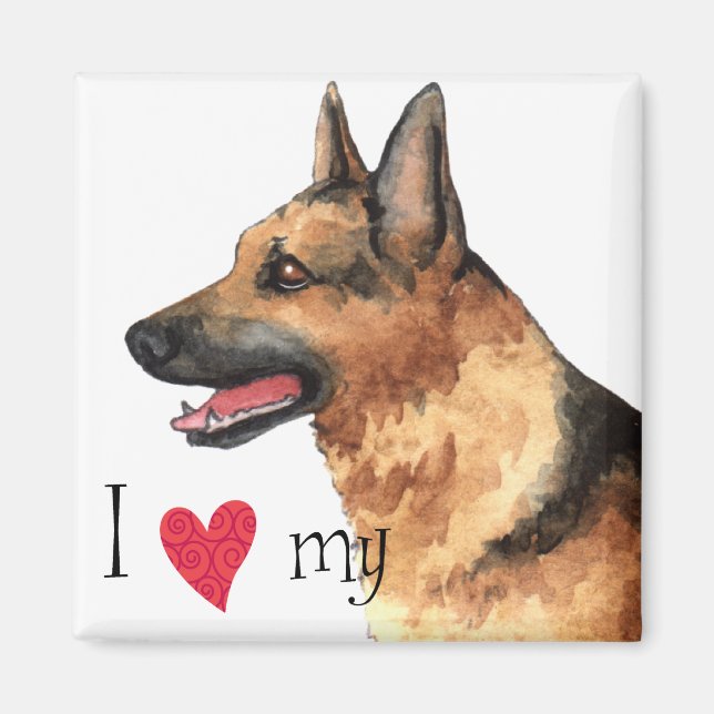 I Love my German Shepherd Magnet (Front)