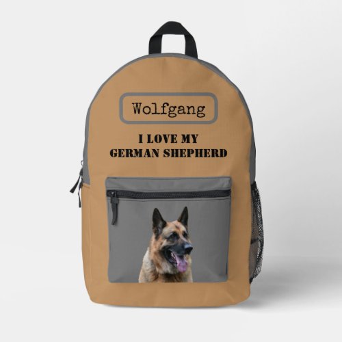 I love my German Shepherd or Alsatian dog Printed Backpack