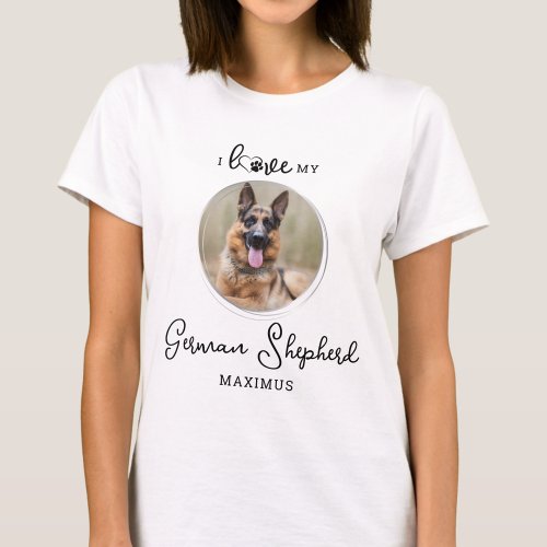I Love My German Shepherd Personalized Dog Photo T_Shirt