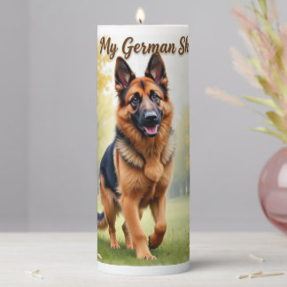 I Love My German Shepherd Pillar Candle