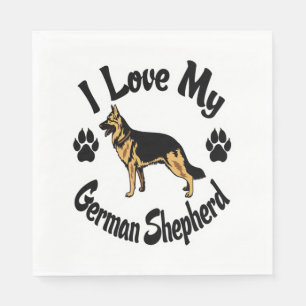 I Love My German Shepherd Tee Shirt Napkins