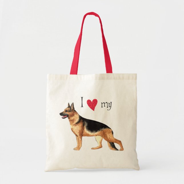 I Love my German Shepherd Tote Bag (Front)