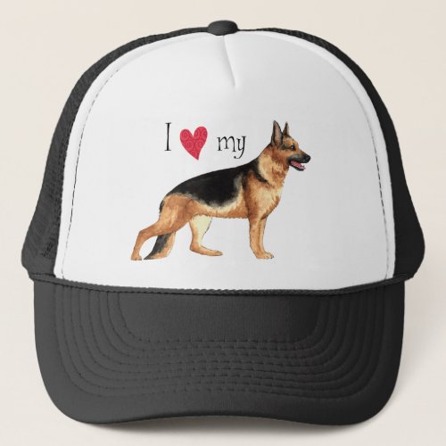 I Love my German Shepherd Trucker Hat