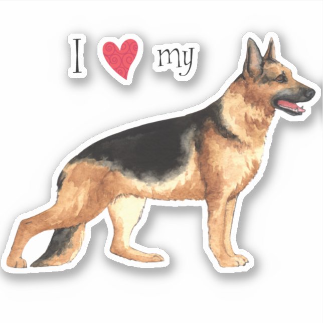 I Love my German Shepherd Vinyl Sticker (Front)