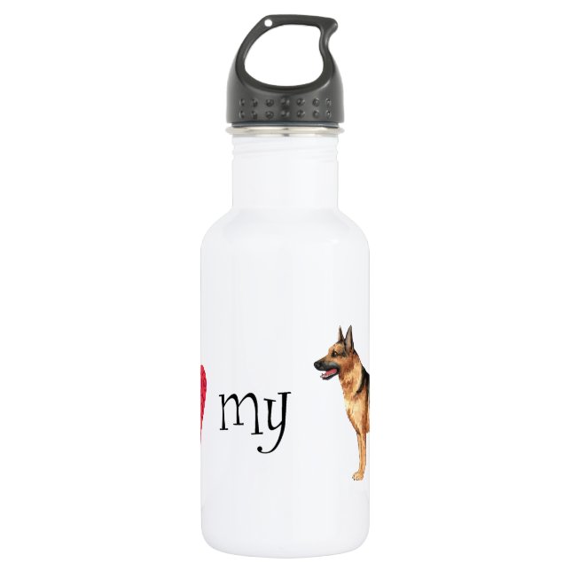 I Love my German Shepherd Water Bottle (Front)
