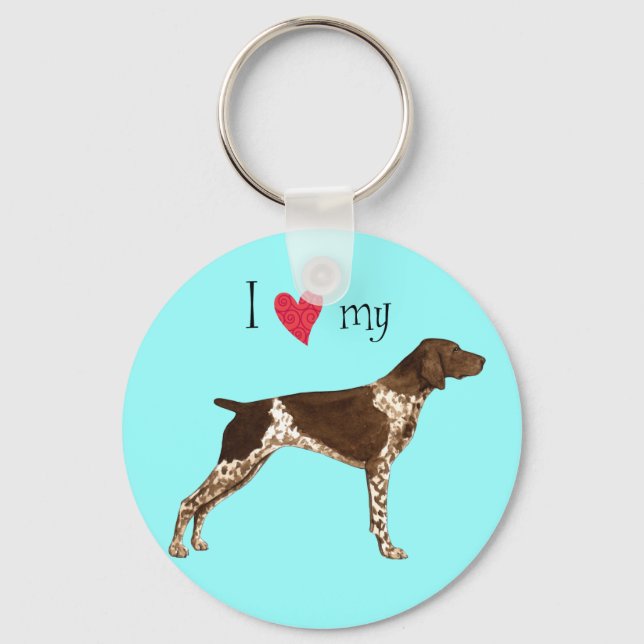I Love my German Shorthaired Pointer Keychain (Front)