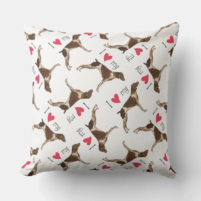 I Love my German Shorthaired Pointer Outdoor Pillow (Front)