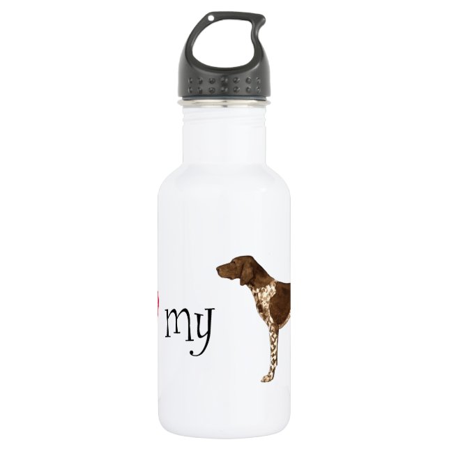 I Love my German Shorthaired Pointer Water Bottle (Front)
