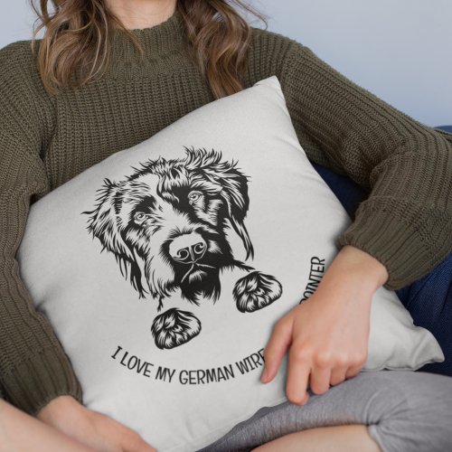 I Love My German Wire_Haired Pointer Throw Pillow