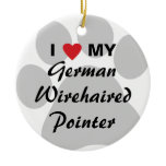 I Love My German Wirehaired Pointer Ceramic Ornament