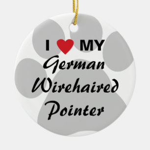 I Love My German Wirehaired Pointer Ceramic Ornament