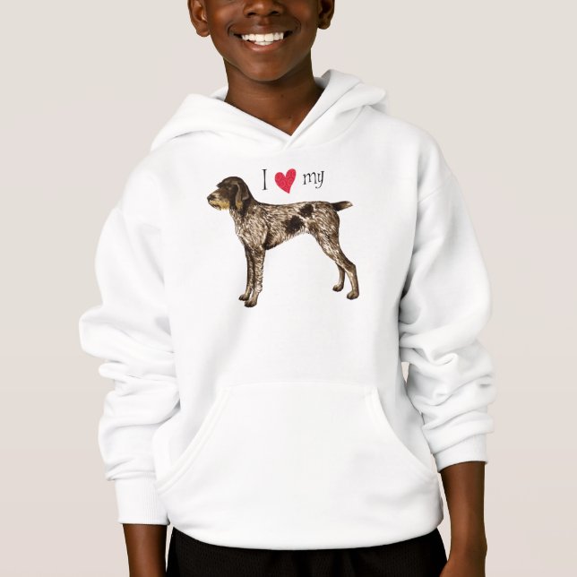 I Love my German Wirehaired Pointer Hoodie (Front)