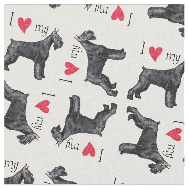 I Love my Giant Schnauzer Fabric (Close Up)